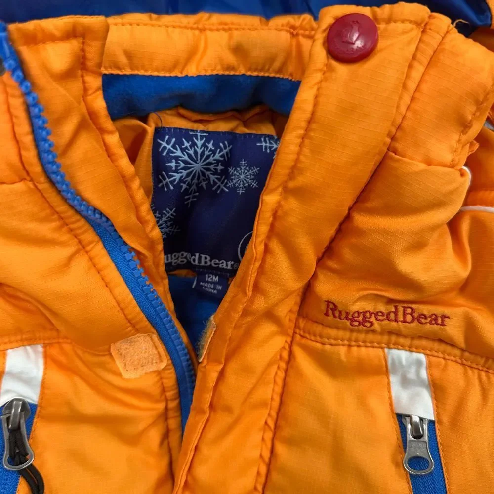 Rugged Bear Orange,Red,Blue Baby Infant Unisex Puffer Warm Coat Jacket Hood‎ 12M